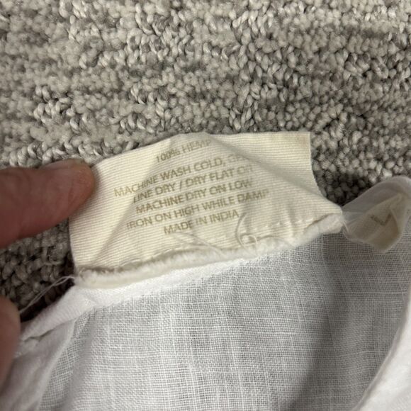 Reistor Top Womens Large 100% Hemp White Short Sleeve Vacation Resort Shirt - Picture 4 of 7